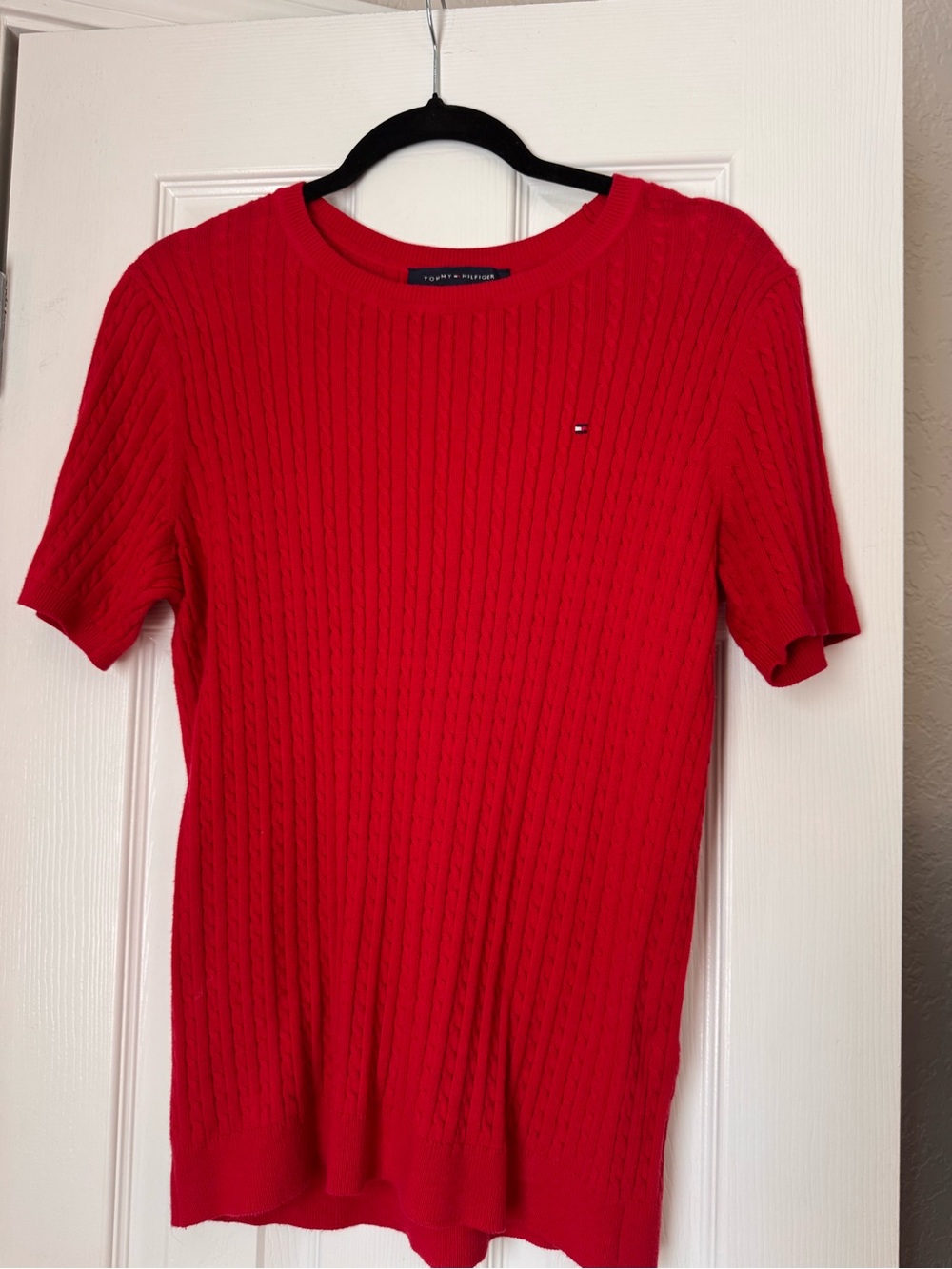 Tommy Hilfiger Bright Red Cable-Knit Top